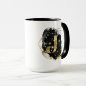 Glam Gouden Glitter J Monogram Mok (Voorkant rechts)