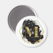 Glam Gouden Glitter M Monogram Magnet (Voorkant / Achterkant)