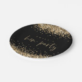 Glam Gouden Glitter Naam Hen Party Zwart Papieren Bordje (Gekanteld)
