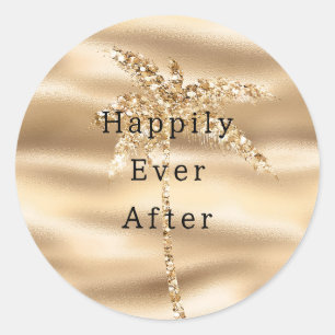 Glam Gouden Glitter Palmboom Ronde Sticker
