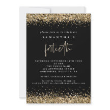 Glam Gouden Glitter Veertigste Feest Zwart