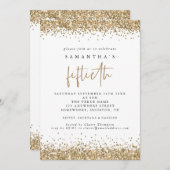 Glam Gouden Glitter Vijftigste Feest Wit Kaart (Voorkant / Achterkant)