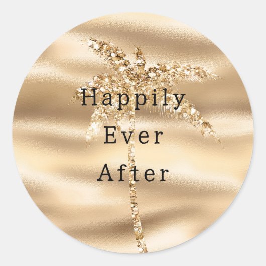 Glam Gouden Glitterpalmboom Ronde Sticker (Voorkant)