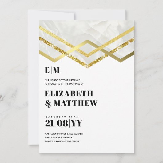 Glam gouden glitters feestelijke trouwkaart deco d (Voorkant)