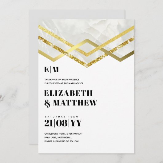 Glam gouden glitters feestelijke trouwkaart deco d (Voorkant / Achterkant)