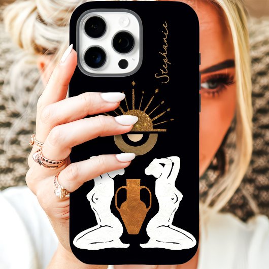 Glam Gouden Godin Monogram Persoonlijke Glitters Case-Mate iPhone Case