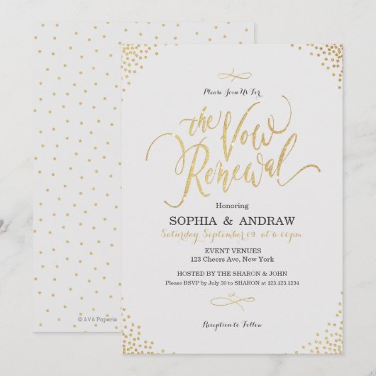 Glam gouden kalligrafie  de gelofte vernieuwing kaart (Voorkant / Achterkant)