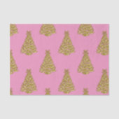Glam Gouden Kerstbomen op Roze Kerst Tissuepapier (Voorkant)