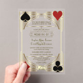 Glam Gouden Lijst Casino Las Vegas Poker Bruiloft Acryl Uitnodigingen (Insitu (Draagbaar))