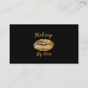 Glam Gouden Lippen Kus Zwarte Visagist Visitekaartje