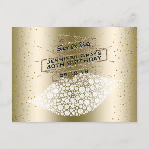 Glam Gouden Lippen Save the Date Elegante Verjaard Aankondigingskaart