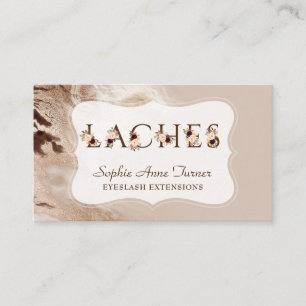 Glam Gouden Marmeren Bloem Letter Wimper Extenties Visitekaartje