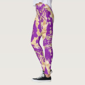 Glam Gouden marmeren patroon over Paarse Leggings (Links)