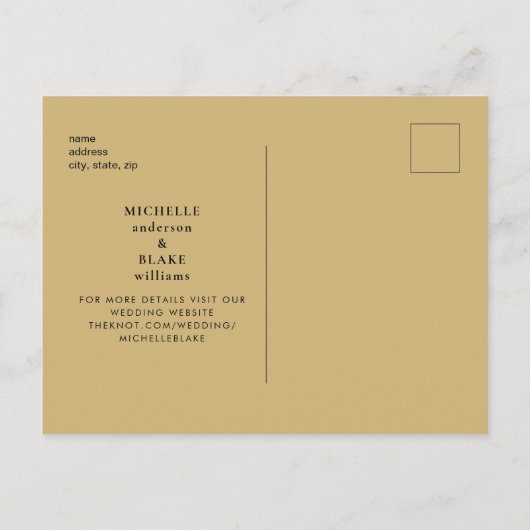 Glam Gouden Monogram Zwarte Save the Date  Briefkaart (Achterkant)