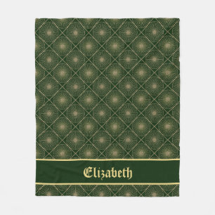 Glam Gouden Persoonlijke Art Deco Groen & Goud  Fleece Deken