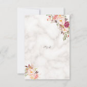 Glam Gouden Roze Bloemige Marmeren Huwelijks RSVP (Achterkant)