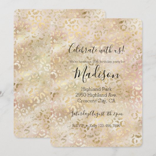 Glam Gouden Roze Blush Roze Luipaardprint Kaart (Voorkant / Achterkant)
