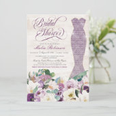 Glam Gown Rustic Floral Lavender Vrijgezellenfeest Kaart (Staand voorkant)