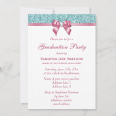 Glam Graduation Party Bow Diamonds voegen uw foto  Kaart (Achterkant)