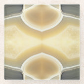 Glam Gray Beige Agate Gemstone Crystal Pattern Glazen Onderzetter (Voorkant)