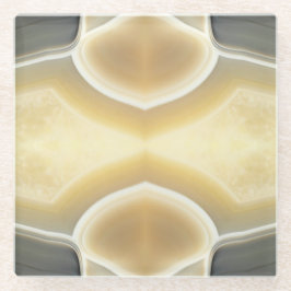 Glam Gray Beige Agate Gemstone Crystal Pattern Glazen Onderzetter