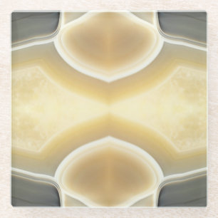 Glam Gray Beige Agate Gemstone Crystal Pattern Glazen Onderzetter