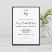 GLAM GRAY BLUE ZIET UW LOGO WERKSHOP GALA-GEBEURTE KAART (Staand voorkant)