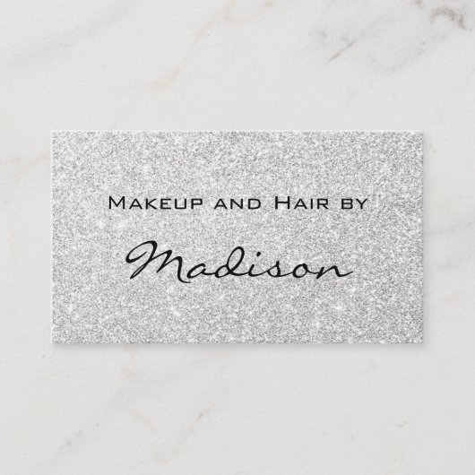 Glam Gray Silver Glitter Sparkles Makeup Artist Visitekaartje (Voorkant)