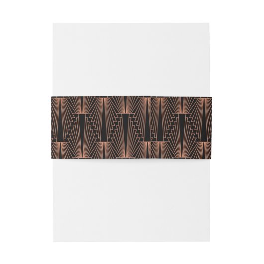 Glam Great Gatsby Copper Black Art Deco Wedding Uitnodigingen Wikkel (Achterkant Voorbeeld)