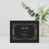 Glam Great Gatsby Gold Art Deco Wedding Dank u Briefkaart (Staand voorkant)