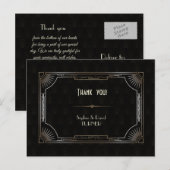Glam Great Gatsby Gold Art Deco Wedding Dank u Briefkaart (Voorkant / Achterkant)