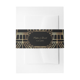 Glam Great Gatsby Gold Black Art Deco Wedding Uitnodigingen Wikkel