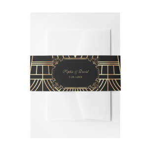 Glam Great Gatsby Gold Black Art Deco Wedding Uitnodigingen Wikkel