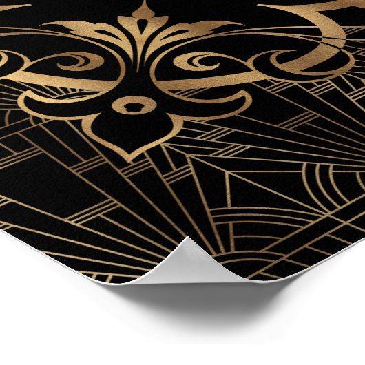 Glam Great Gatsby Gold Black WeduwWelkomstbord Poster (Hoek)