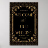 Glam Great Gatsby Gold Black WeduwWelkomstbord Poster (Voorkant)