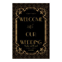 Glam Great Gatsby Gold Black WeduwWelkomstbord