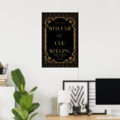Glam Great Gatsby Gold Black WeduwWelkomstbord Poster (Thuiskantoor)