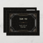 Glam Great Gatsby Gouden Art Deco Trouw Dank Je Briefkaart (Voorkant / Achterkant)