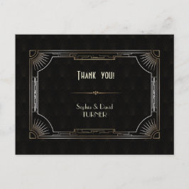 Glam Great Gatsby Gouden Art Deco Trouw Dank Je Briefkaart