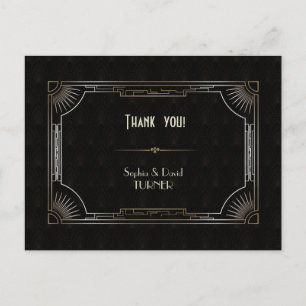 Glam Great Gatsby Gouden Art Deco Trouw Dank Je Briefkaart