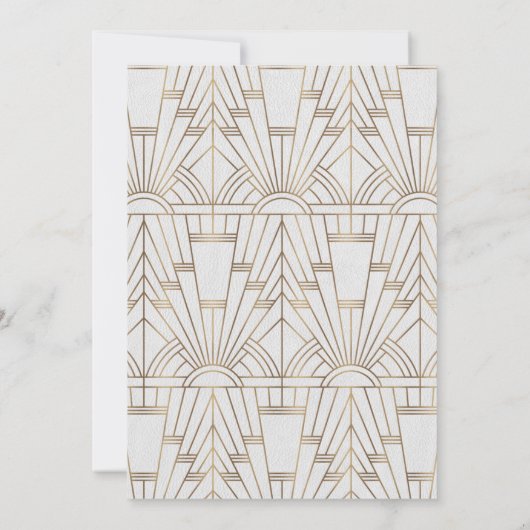 Glam Great Gatsby Witte Art Deco 20s Trouwdag Kaart (Achterkant)