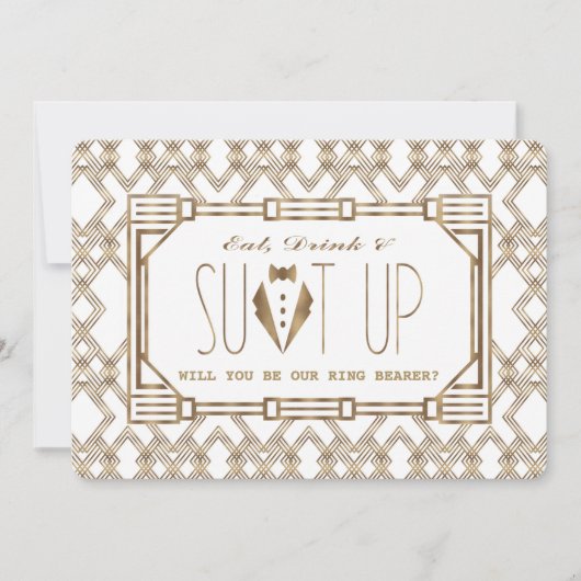 Glam Great Gatsby ZAL JE MIJN RING BEARER ZIJN Kaart (Voorkant)