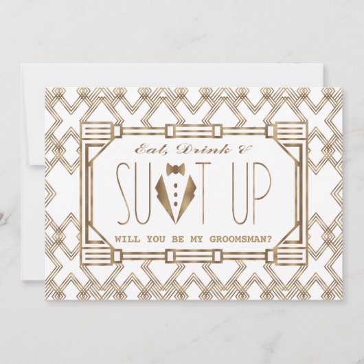 Glam Great Gatsby ZAL U MIJN GROOMSMAN ZIJN Kaart (Voorkant)