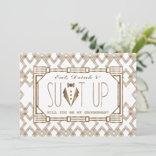 Glam Great Gatsby ZAL U MIJN GROOMSMAN ZIJN Kaart (Staand voorkant)