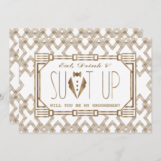 Glam Great Gatsby ZAL U MIJN GROOMSMAN ZIJN Kaart (Voorkant / Achterkant)