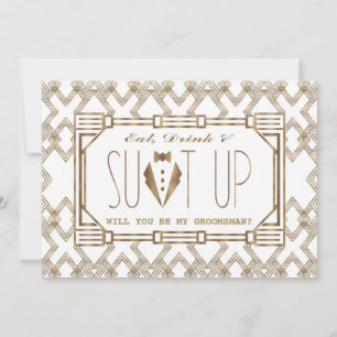 Glam Great Gatsby ZAL U MIJN GROOMSMAN ZIJN Kaart