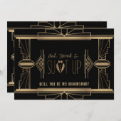 Glam Great Gatsby ZAL U MIJN GROOMSMAN ZIJN Kaart (Voorkant / Achterkant)