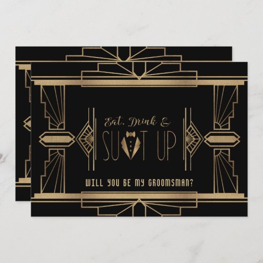 Glam Great Gatsby ZAL U MIJN GROOMSMAN ZIJN Kaart (Voorkant / Achterkant)