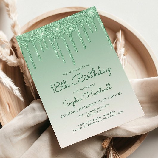 Glam Green 18e verjaardagsfeestje Kaart