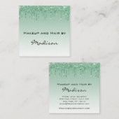 Glam Green Driving Glitter Drift Makeup Artist Vierkante Visitekaartje (Voorkant / Achterkant)